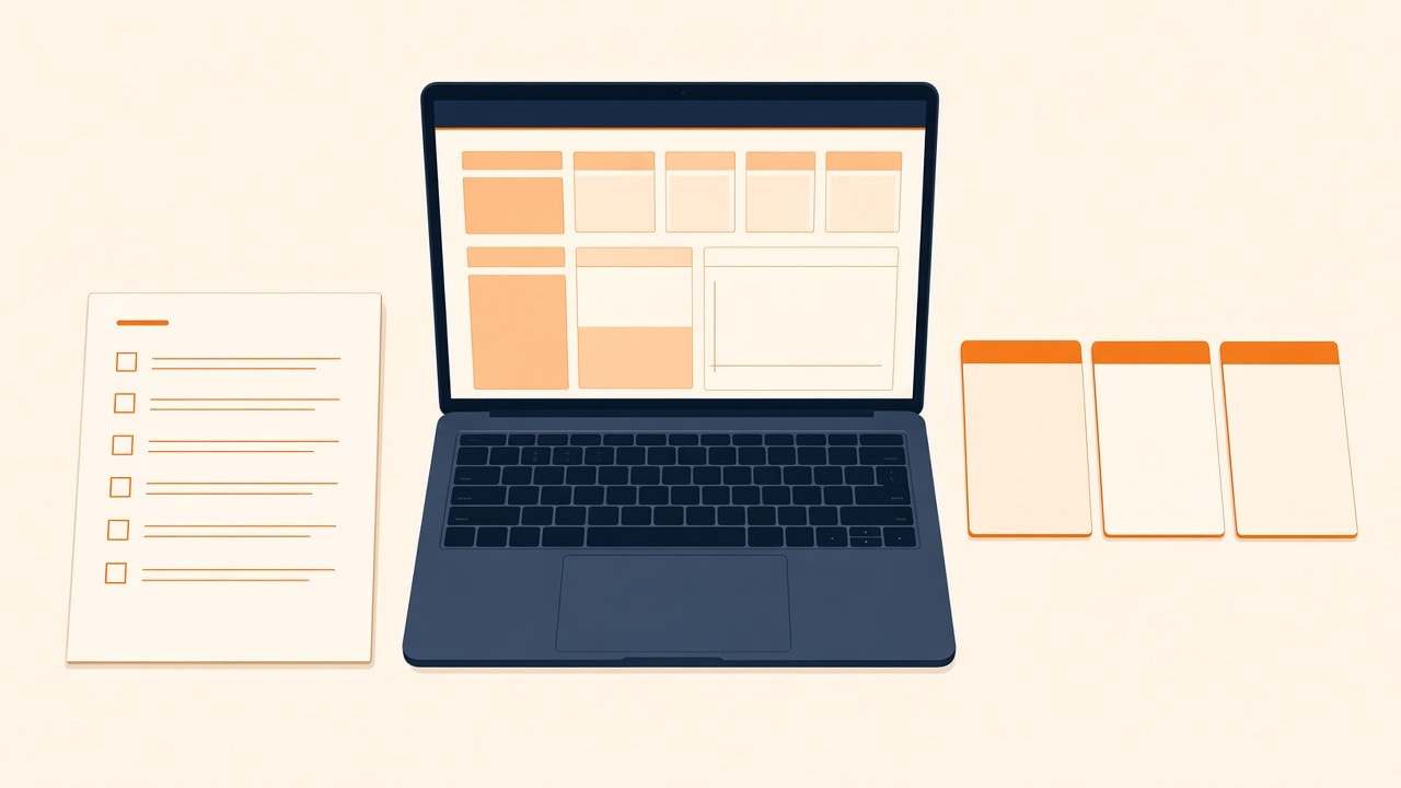 A calm desk with one shared system